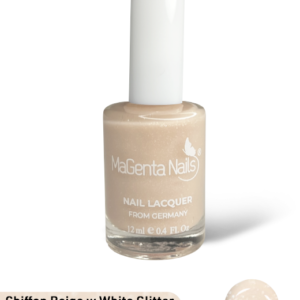 Nail Polish #132 Chiffon Beige w White Glitter