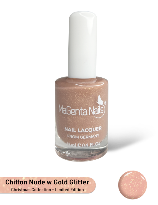 Nail Polish #133 Chiffon Nude w Gold Glitter