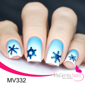 Nail Vinyl MV332 Jolly Snowflakes Stickers & Stencils, Gold
